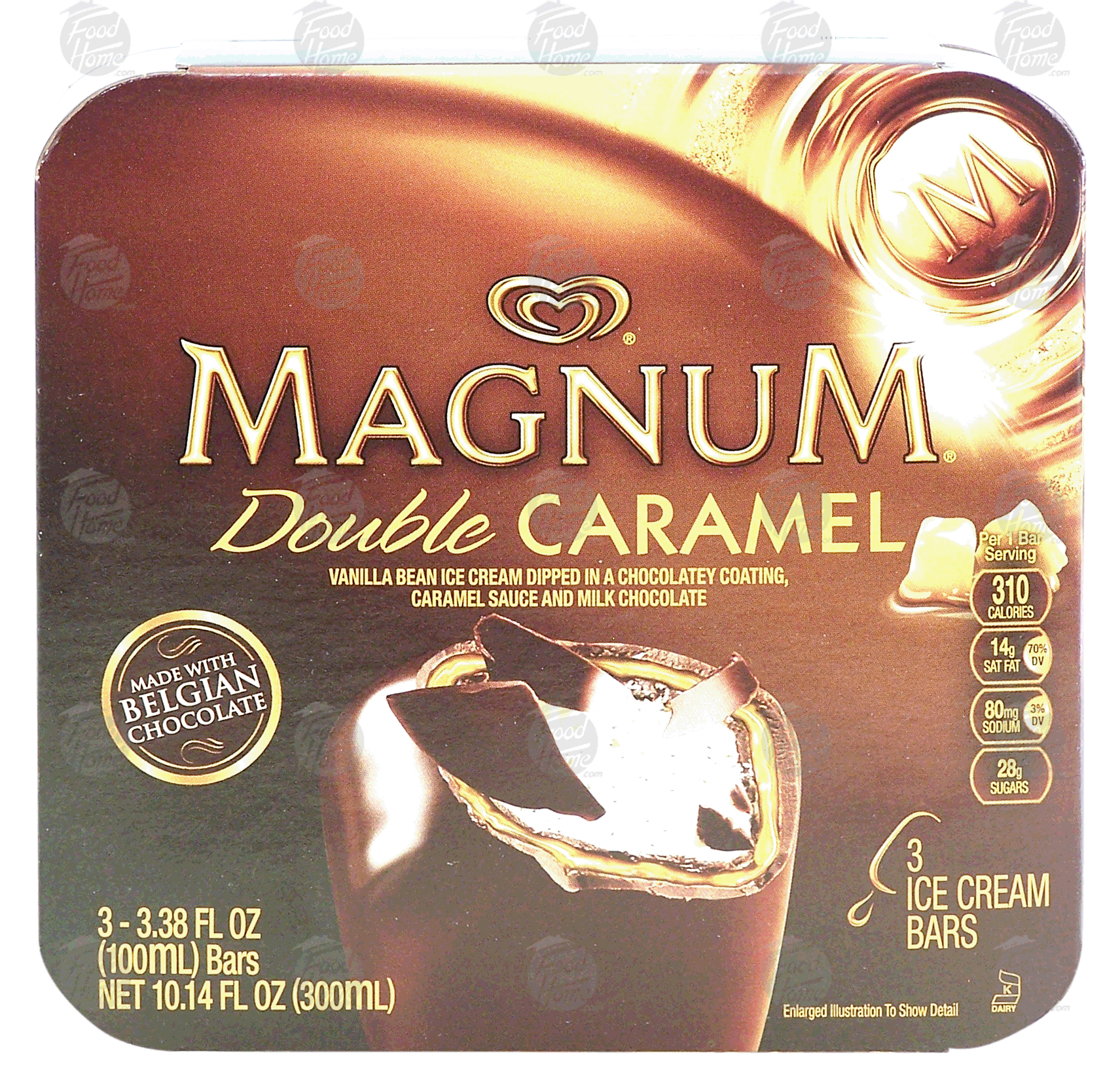 Magnum Double Caramel vanilla bean ice cream dipped in a chocolatey coating, caramel sauce and milk chocolate, 3 bars Full-Size Picture